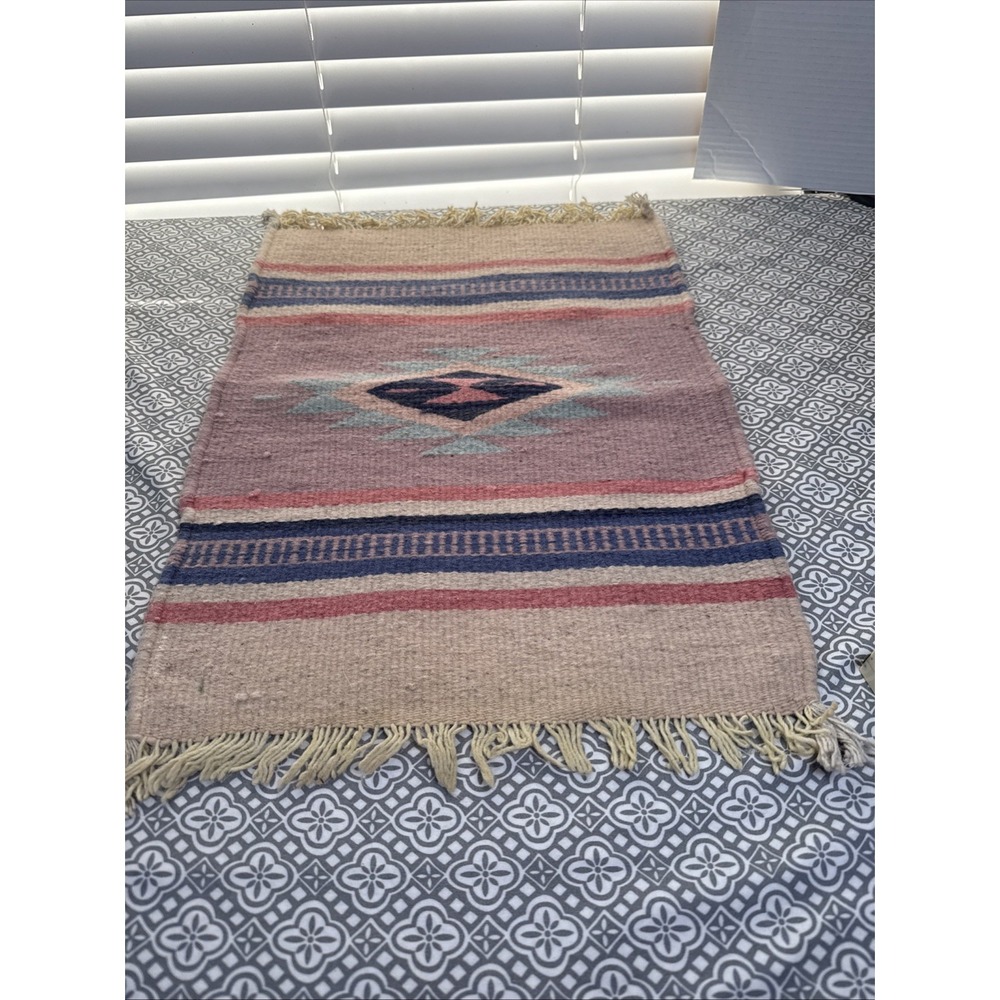 Vintage Navajo Southwestern Wool Prayer Mat / Hanging 21.5"X 15.5"